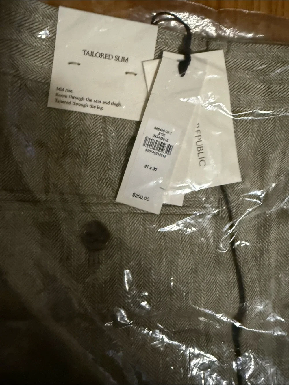 TAILORED SLIM-FIT GREEN LINEN-COTTON SUIT PANT